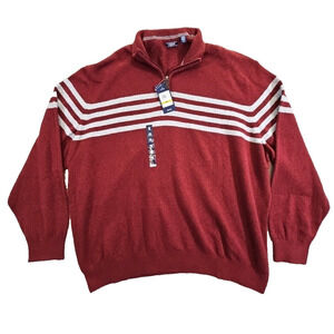 Izod Sweater Men's 4X Big & Tall Red & Grey 1/4 Zip Long Sleeve NWT Quiet Luxury
